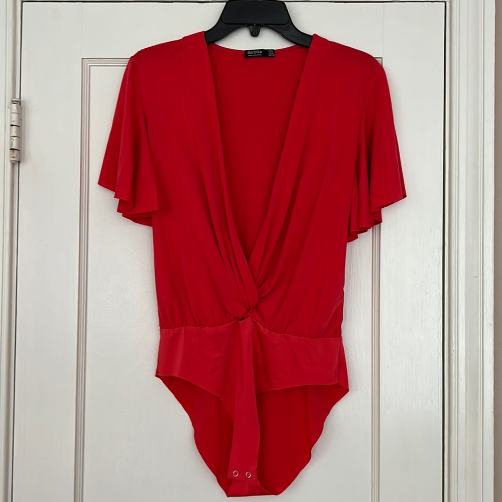 Bershka Low-cut Flutter Sleeve Bodysuit